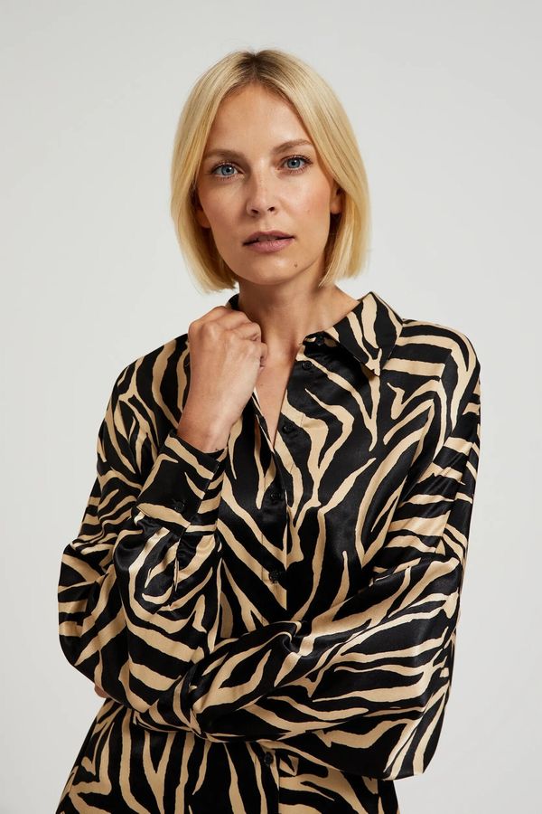 Moodo Women's shirt dress with animal pattern MOODO - black