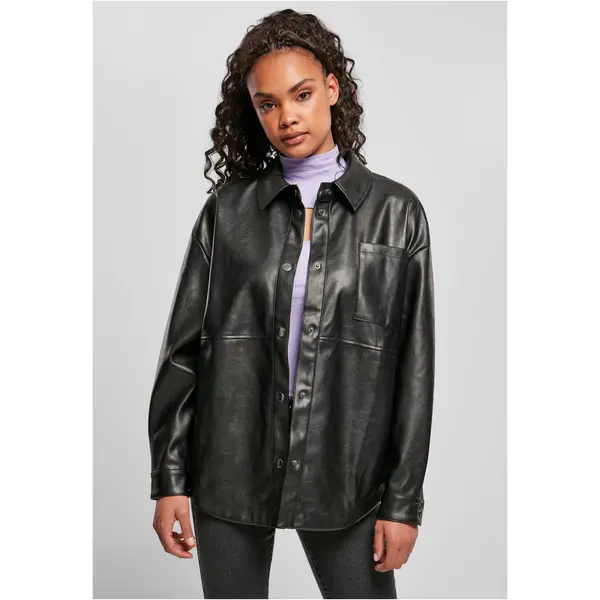 Urban Classics Women's shirt made of black synthetic leather