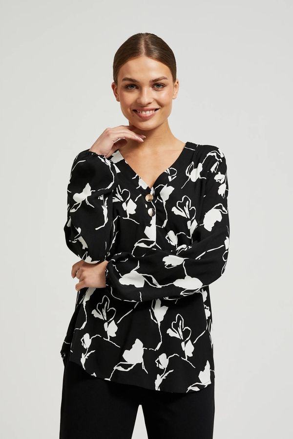 Moodo Women's shirt with floral print MOODO - black