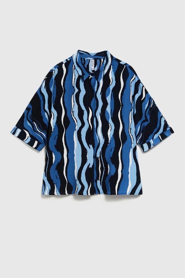Moodo Women's shirt with MOODO pattern - navy blue
