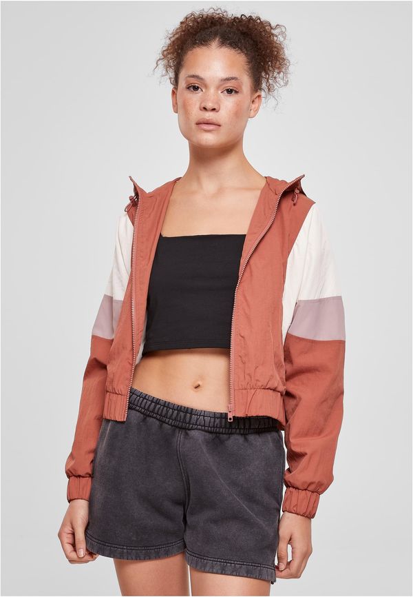 Urban Classics Women's short 3-color crinkle jacket terracotta/white sand/duskrose