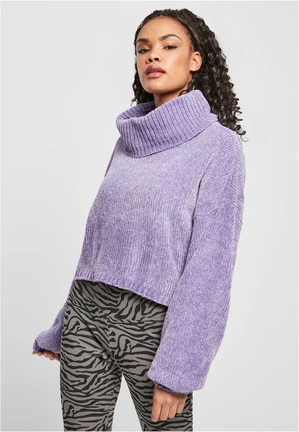 Urban Classics Women's short chenille sweater - lavender