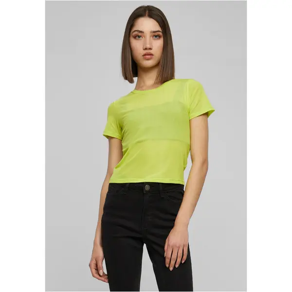 Urban Classics Women's Short Fishnet T-Shirt Frozen Yellow