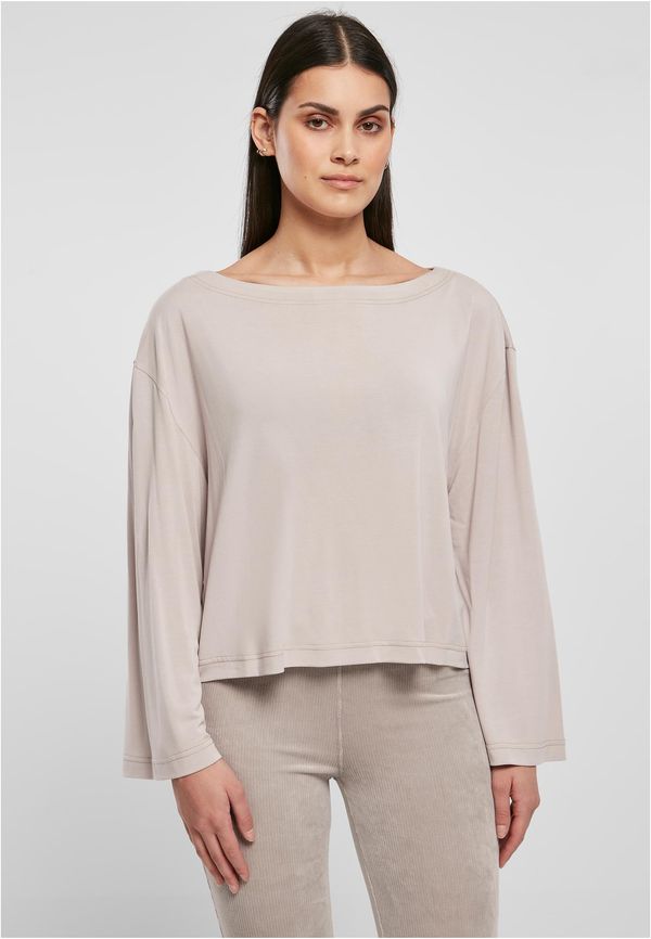 Urban Classics Women's short modal Bateau neckline with long sleeves in warm gray