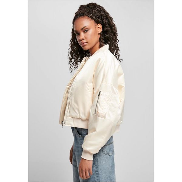 Urban Classics Women's short oversized satin bomber jacket whitesand