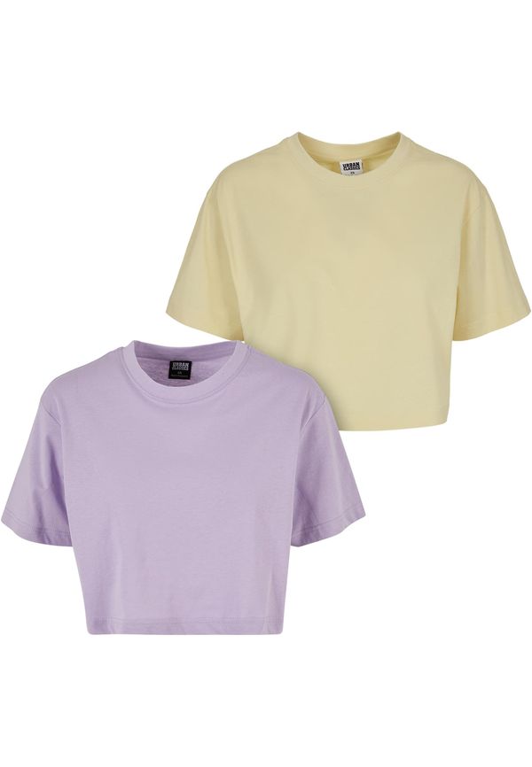 Urban Classics Women's short oversized t-shirt 2-pack lilac+yellow