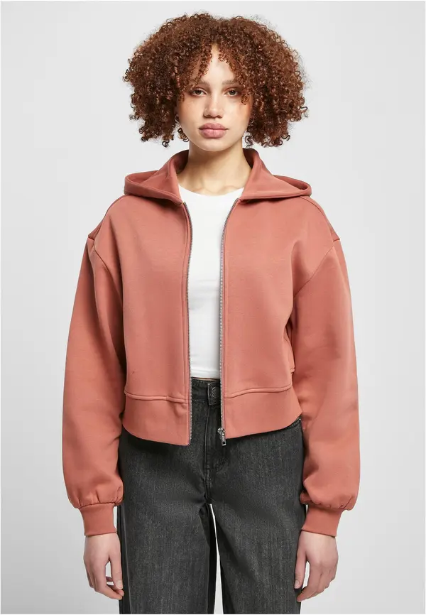 Urban Classics Women's Short Oversized Terracotta Zipper Jacket