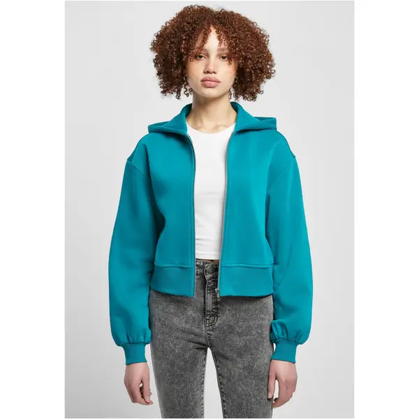 Urban Classics Women's Short Oversized Zipper Jacket Watergreen
