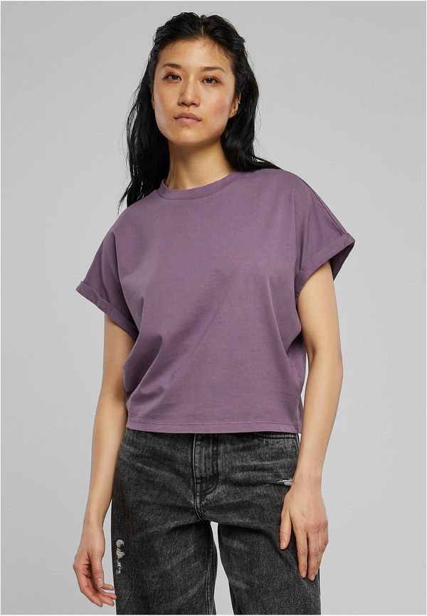 UC Ladies Women's Short Pigment Dye Cut On Sleeves T-Shirt Grey Purple