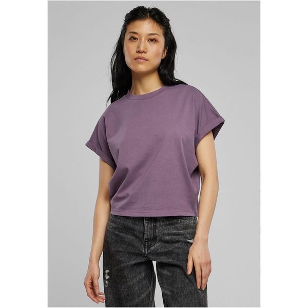 Urban Classics Women's Short Pigment Dye Cut On Sleeves T-Shirt Grey Purple