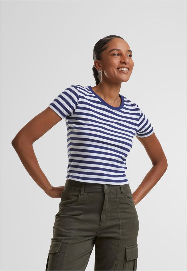 Urban Classics Women's short T-shirt with stripes white/navy blue