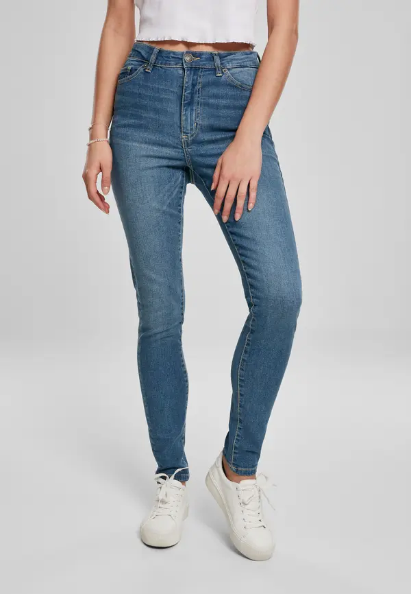 Urban Classics Women's Skinny Jeans High Waist Slim Jeans Midstone Wash
