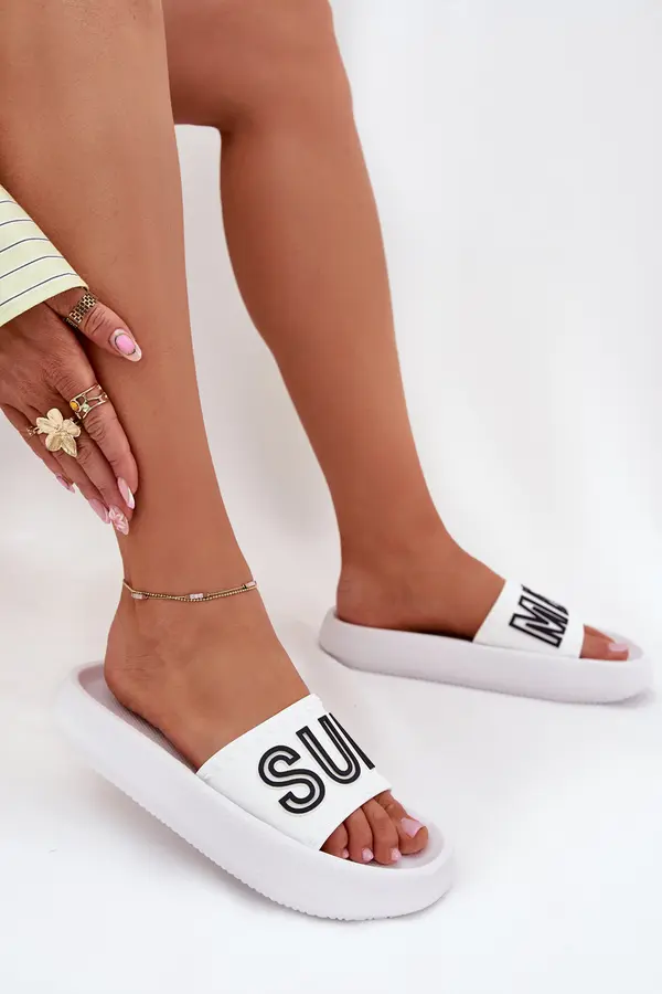 VINCEZA Women's Slippers On Thick Sole SUMMER White Vinceza 76051