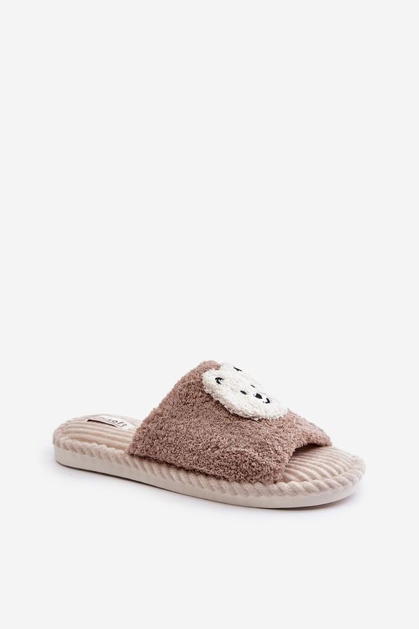 Kesi Women's slippers with a teddy bear brown lavetire