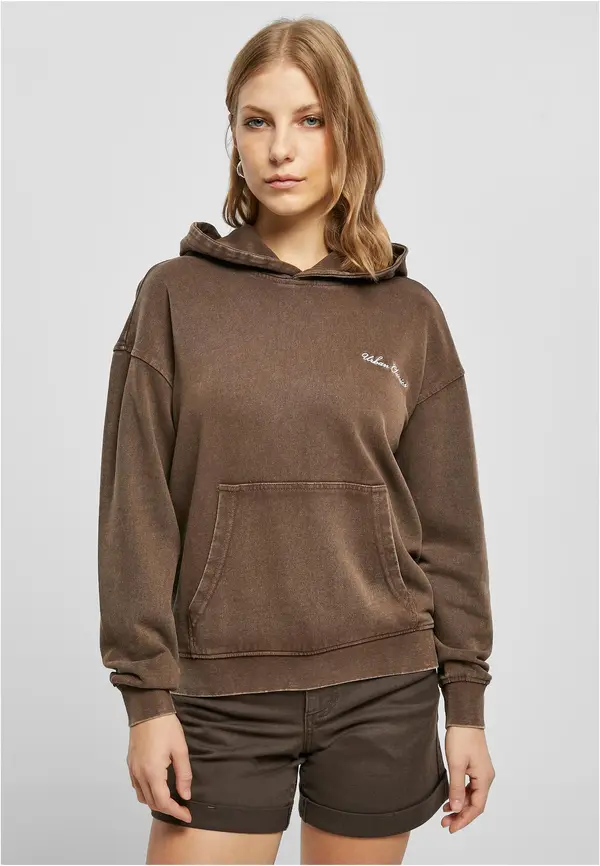 Urban Classics Women's small embroidery Terry Hoody brown