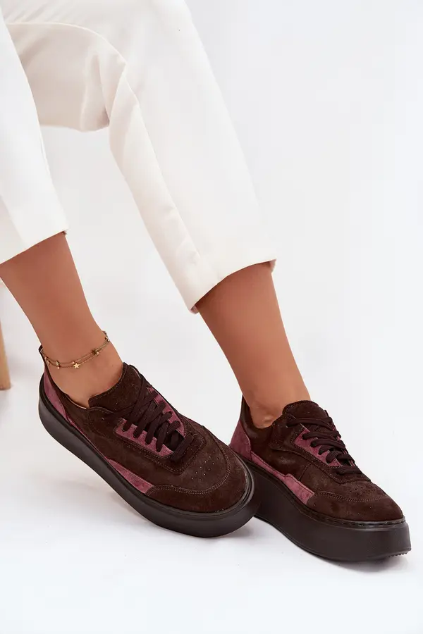 Zazoo Women's Sneakers Made of Genuine Suede on Platform Zazoo