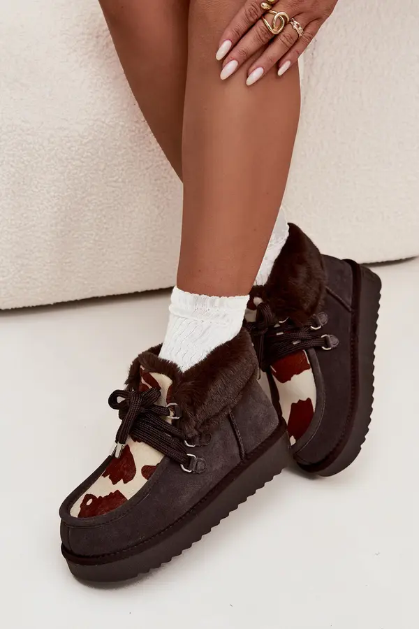 D.Franklin Women's Snow Boots Made of Natural Suede Patches D.Franklin