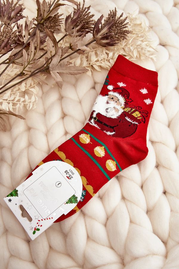 Kesi Women's socks with Santa Claus Red