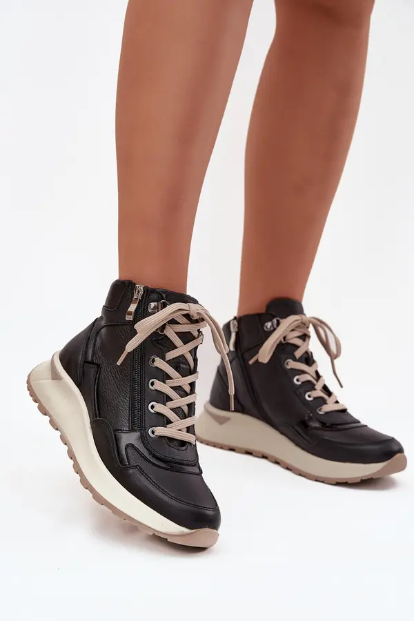 Zazoo Women's Sports Boots on Platform Made of Natural Leather Zazoo