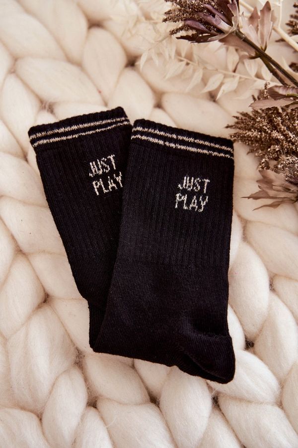 Kesi Women's Sports Socks Horizontal Inscription Just Play Black