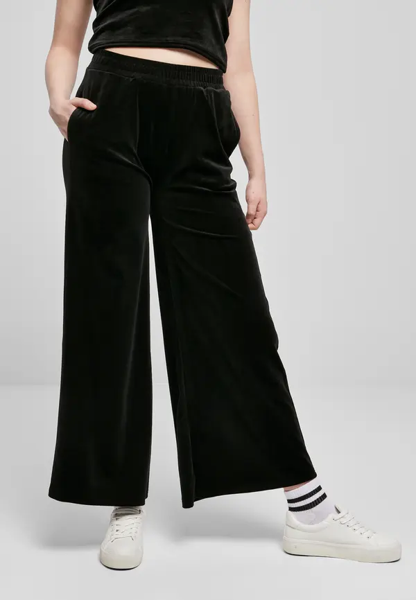 Urban Classics Women's straight velvet sweatpants with high waist black