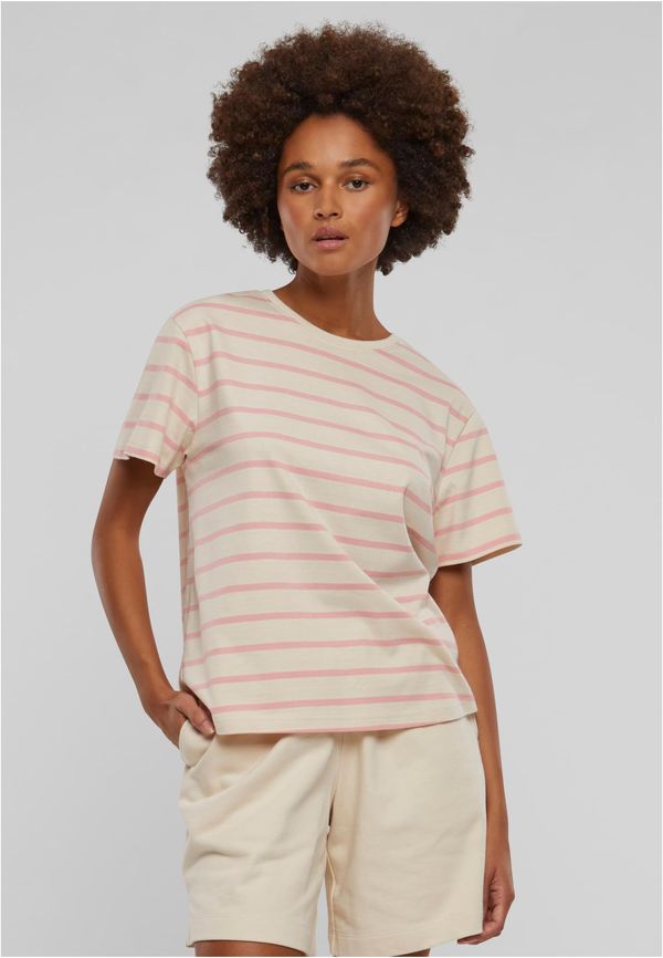 Urban Classics Women's Striped Box T-Shirt Cream/Pink