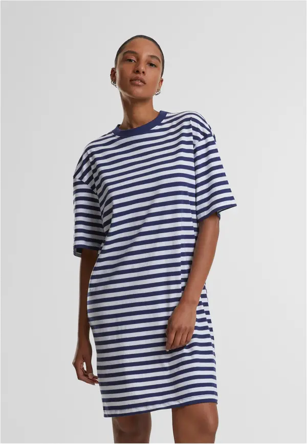 Urban Classics Women's striped dress oversized white/navy blue