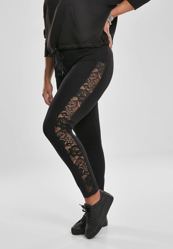 UC Ladies Women's Striped Lace Leggings Black