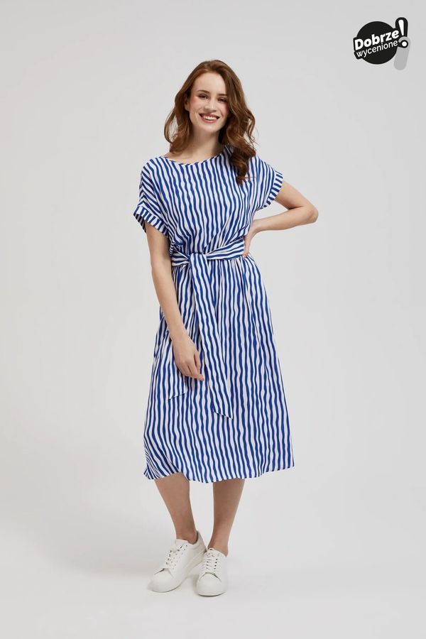 Moodo Women's striped midi dress MOODO - navy blue