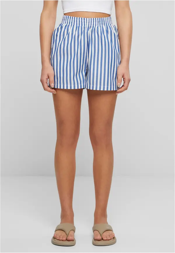 Urban Classics Women's striped shorts white/blue