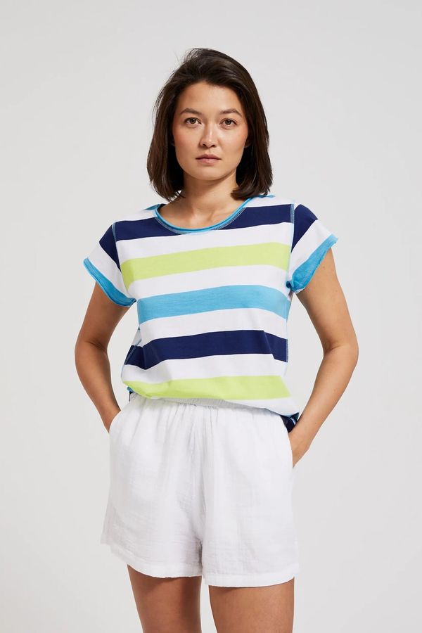 Moodo Women's striped T-shirt MOODO - blue