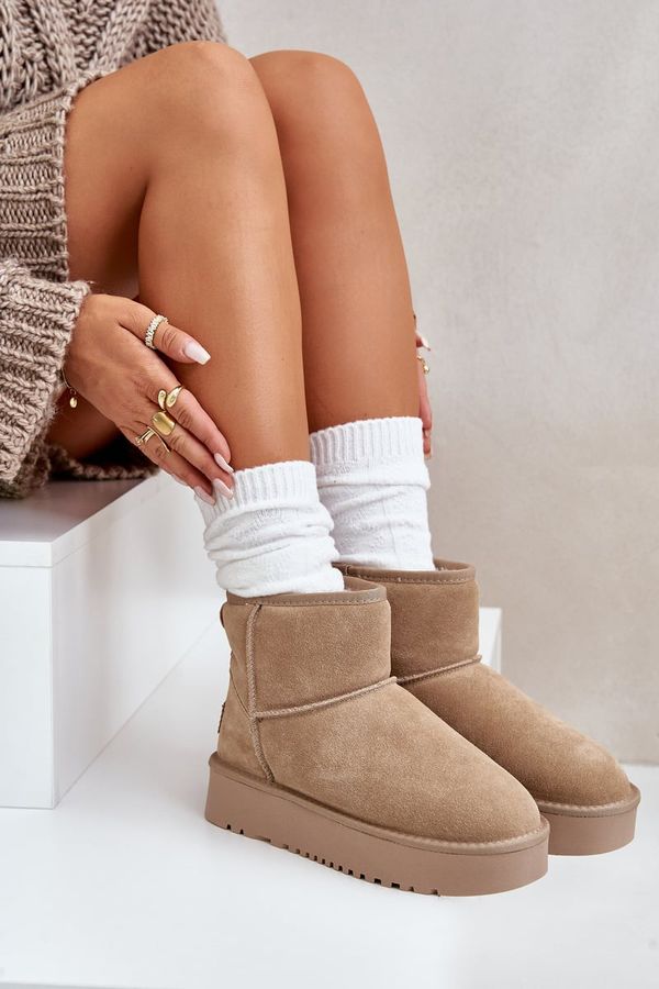 Kesi Women's suede snow boots on a platform above the ankles beige Rianaella