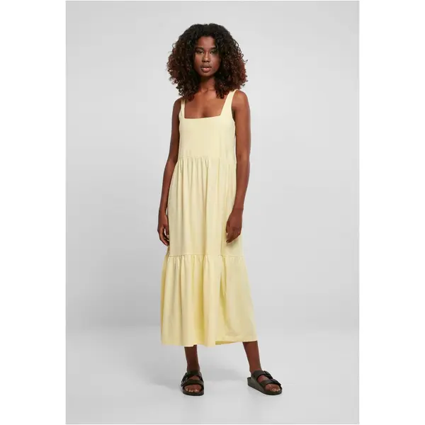 Urban Classics Women's summer dress with 7/8 length Valance soft yellow
