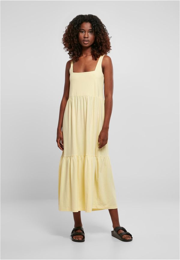 Urban Classics Women's summer dress with 7/8 length Valance - soft yellow