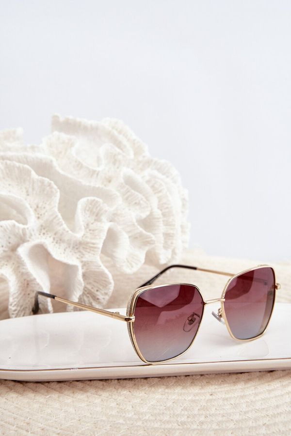 Kesi Women's sunglasses with glitter inserts UV400 golden brown