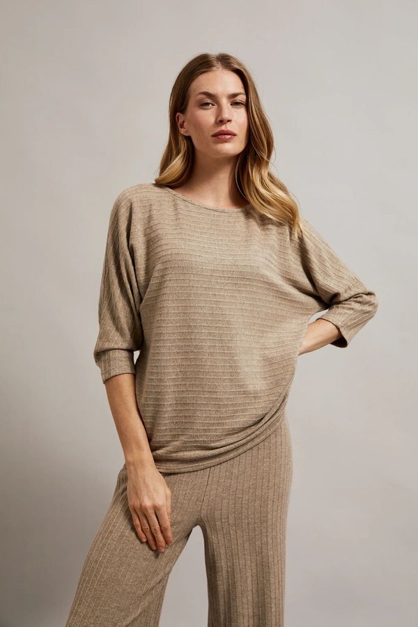 Moodo Women's sweater decorated with metallic thread MOODO - beige
