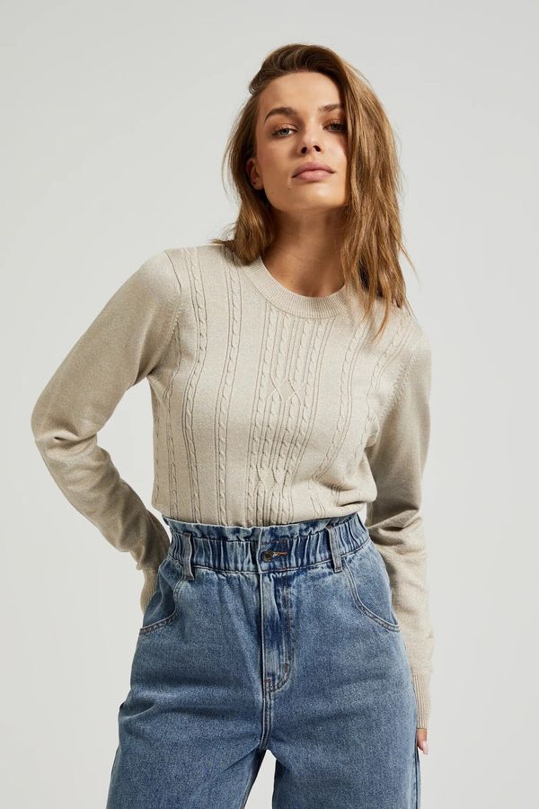 Moodo Women's sweater with round neckline MOODO - beige