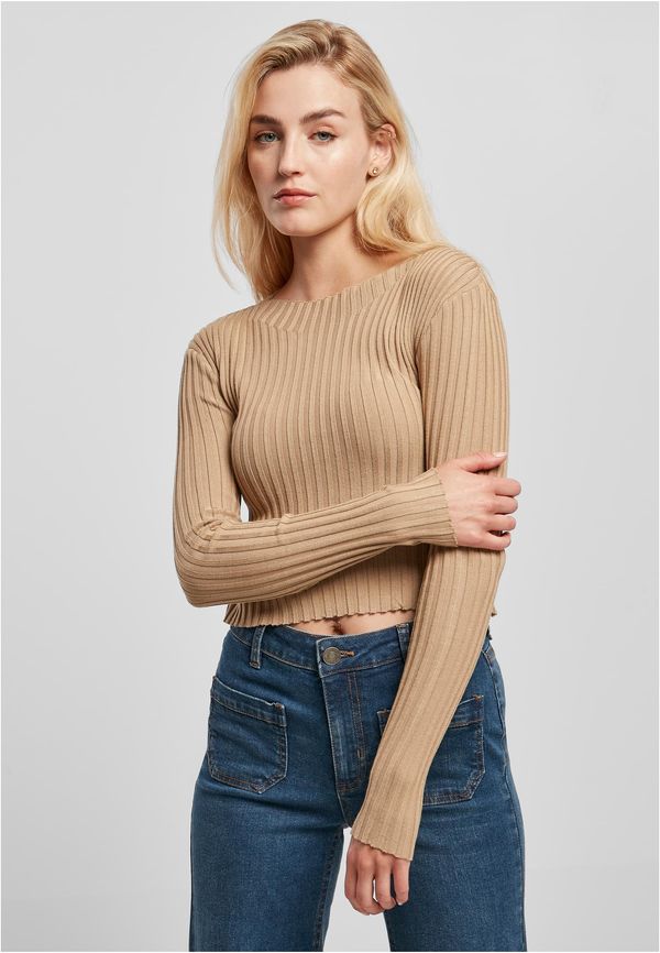 UC Ladies Women's sweater with short rib knit - beige