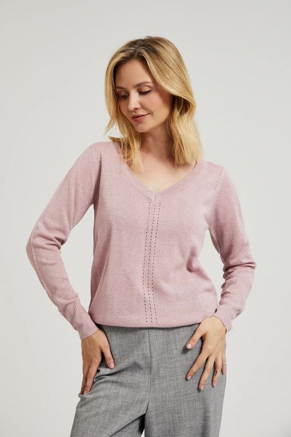 Moodo Women's sweater with V-neck MOODO - pink