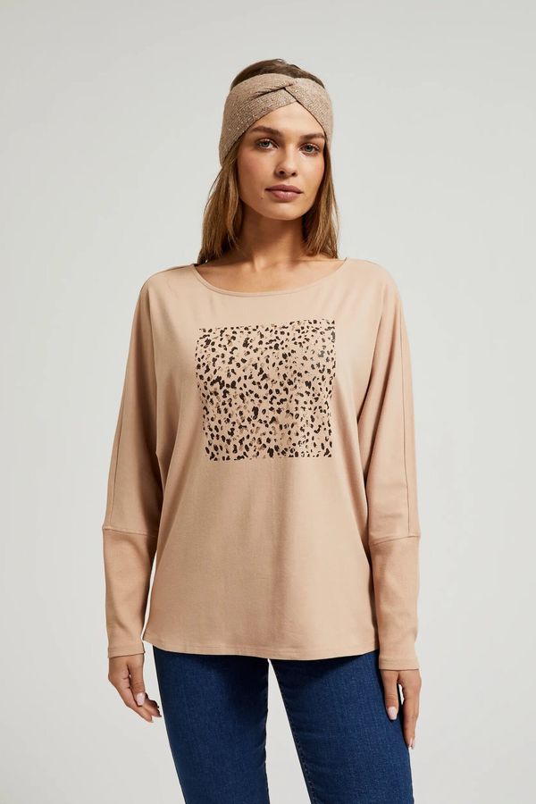 Moodo Women's sweatshirt with MOODO print - beige