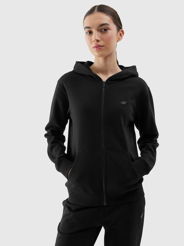 4F Women's Sweatshirt Zipped Hoodie 4F - Black