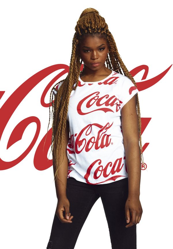 Merchcode Women's T-shirt Coca Cola AOP white