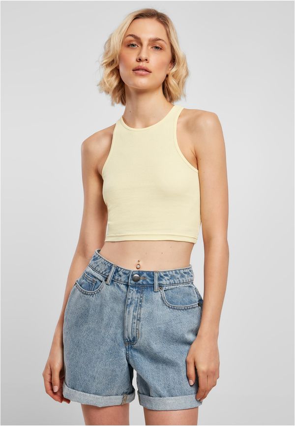 UC Ladies Women's T-Shirt Cropped Rib Top Soft Yellow