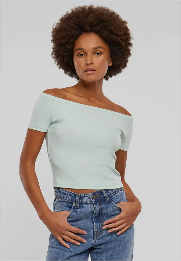 Urban Classics Women's T-shirt Organic Off Shoulder Rib - mint