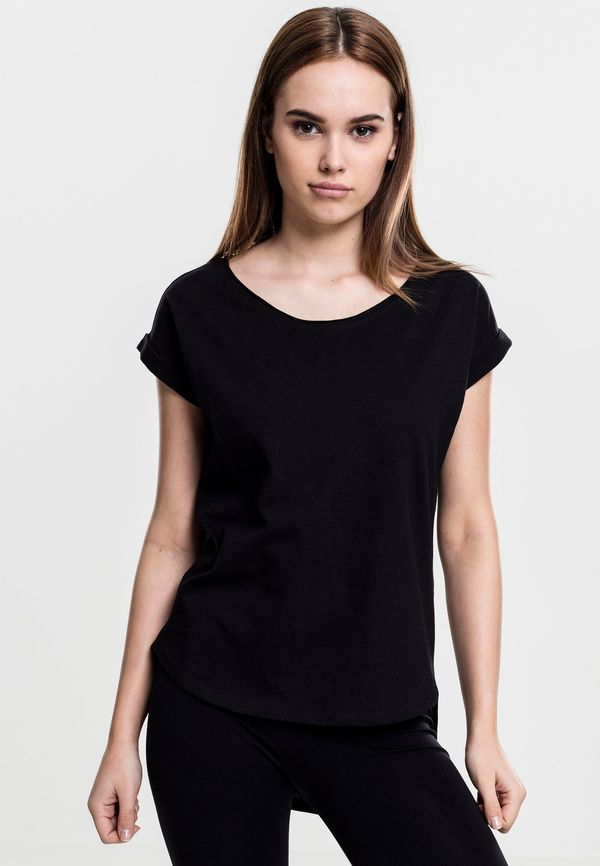 Urban Classics Women's T-shirt with a long back in the shape of Slub in black color