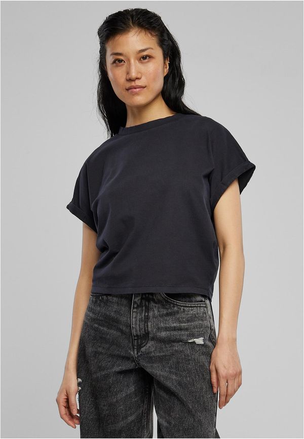 Urban Classics Women's T-shirt with a short pigment cut on the sleeve black