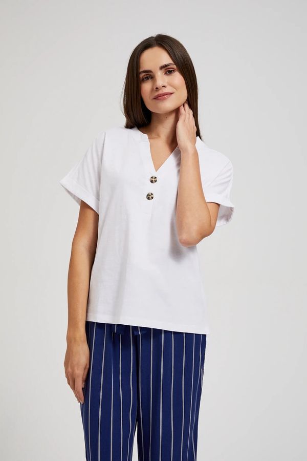 Moodo Women's T-shirt with buttons MOODO - white