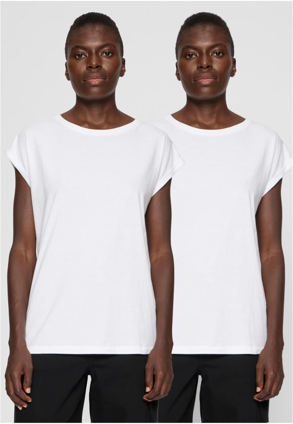 Urban Classics Women's T-shirt with extended shoulder 2-Pack white+white