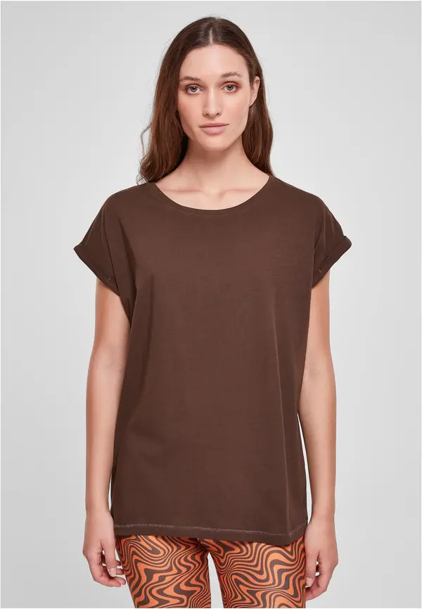 Urban Classics Women's T-shirt with extended shoulder brown