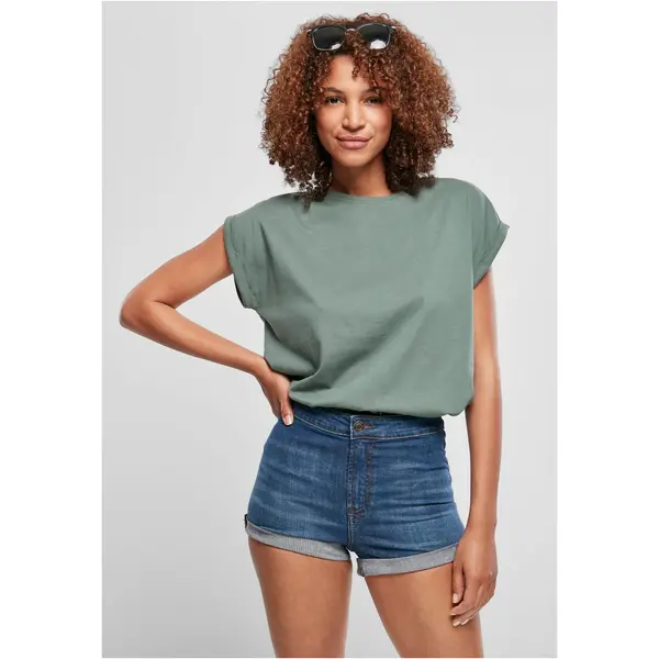Urban Classics Women's T-shirt with extended shoulder in light leaf color